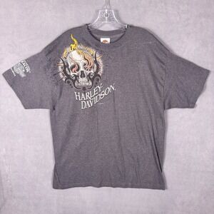 Y2K Harley Davidson Skull Tee XL Macon Harley Gray Graphic Biker USA Made Read!